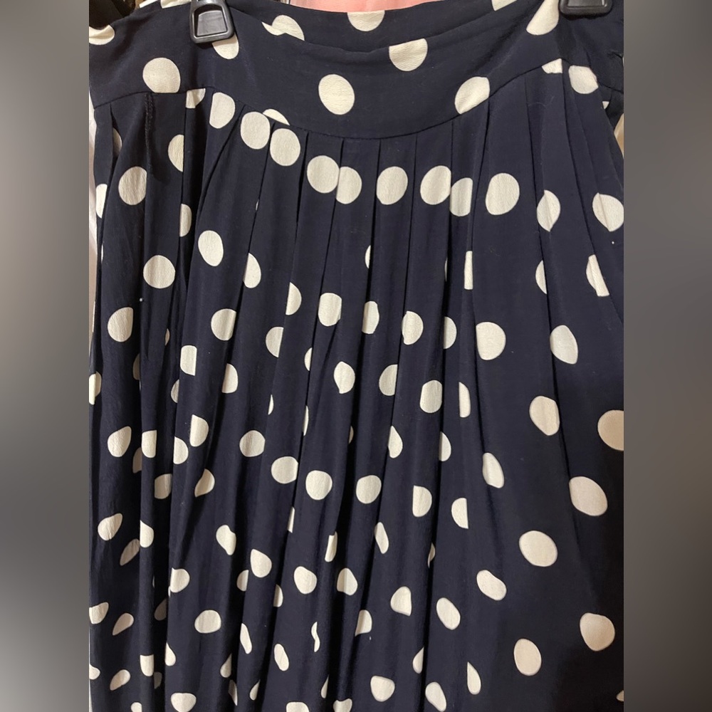 Vintage Navy Polka Dot Midi Skirt Size 6